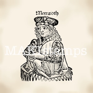 Historisch Holzschnitt Stempel / mittelalterlicher Kaufmann / Fugger - unmontiertes Stempelgummi oder auf Haftschaum (190306)
