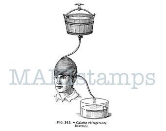 Steam punk rubber stamp / ancient medical cooling procedure stamp - unmounted or cling stamp (180611)