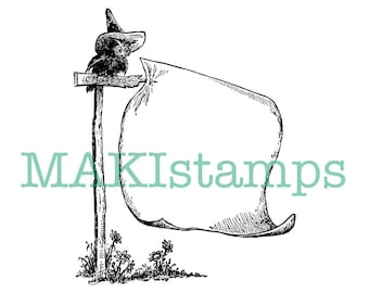 Invitation stamp / Owl rubber stamp /  Ex Libris stamp / large label stamp - unmounted or cling stamp option (160406)