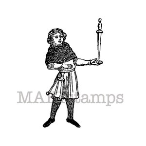 Rubberstempel circus / Jongleur met zwaard / Middeleeuwse rubberen stempel (140414)