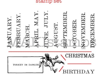 Kalenderstempelset / bullet journal / DIY-plannerstempelset met grappig Thanksgiving-kalkoenlabel (160101)