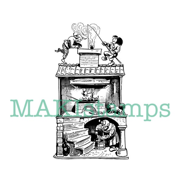 Stempel Max und Moritz Haus / Kinderstempel / Bildergeschichte / Lausbubengeschichte - unmontiert oder cling stamp (160501)