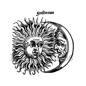 Tampon Astral / Soleil et lune / Tampon artisanal (140412)