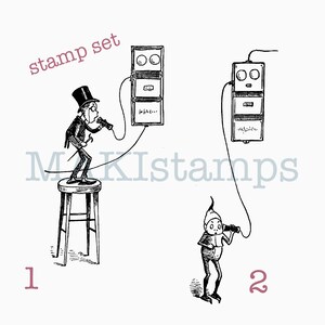Stempelset Brownies op de telefoon - optie niet-gemonteerde rubberen stempel of huishoudstempel (230001)