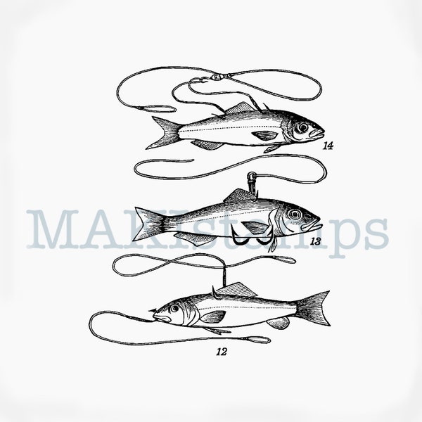 Fishing Rubber Stamp Etsy