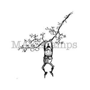 Gardening rubber stamp / Brownie in apple tree / Unmounted rubber stamp (131108)