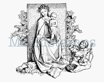 Large rubber stamp Mary with child - unmounted or EZ-mounted (200404)