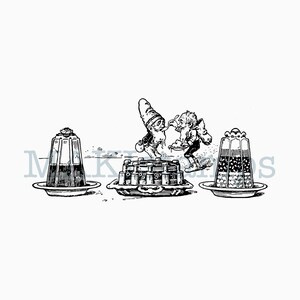 Stempel Wichtel mit Puddings * Wichtelküche Serie - unmontiertes Stempelgummi oder auf Haftschaum (230704)