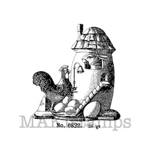Easter rubber stamp / Easter egg house stamp / Unmounted rubber stamp or cling stamp option (140302)