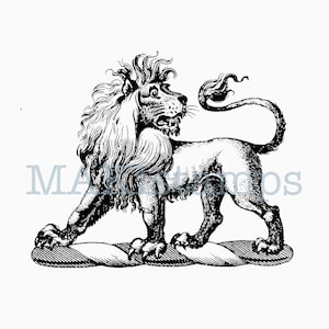 Timbro in gomma araldico con leone - opzione timbro in gomma non montato o adesivo (250204)