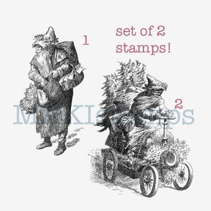 Zweier Set vintage Weihnachtsmann Stempel - unmontiert oder EZ-montiert (200005)