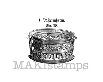 Kitchen rubber stamp / Vintage pie form / Unmounted rubber stamp (140104)