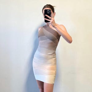 beige oak dresser Pre-owned Herve Leger Metallic Bandage Dress – Sabrina's Closet main image 0