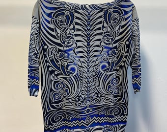 トップス jean paul gaultier print powernet Jean Paul GAULTIER Vintage Power Net Mesh Logo Multi Print Top - Etsy