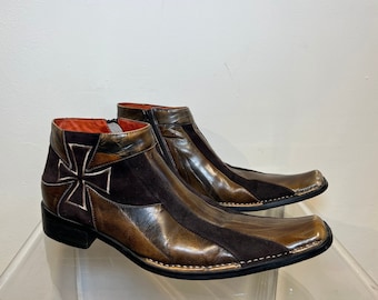 9 - メンズレザークロスアンクルブーツ