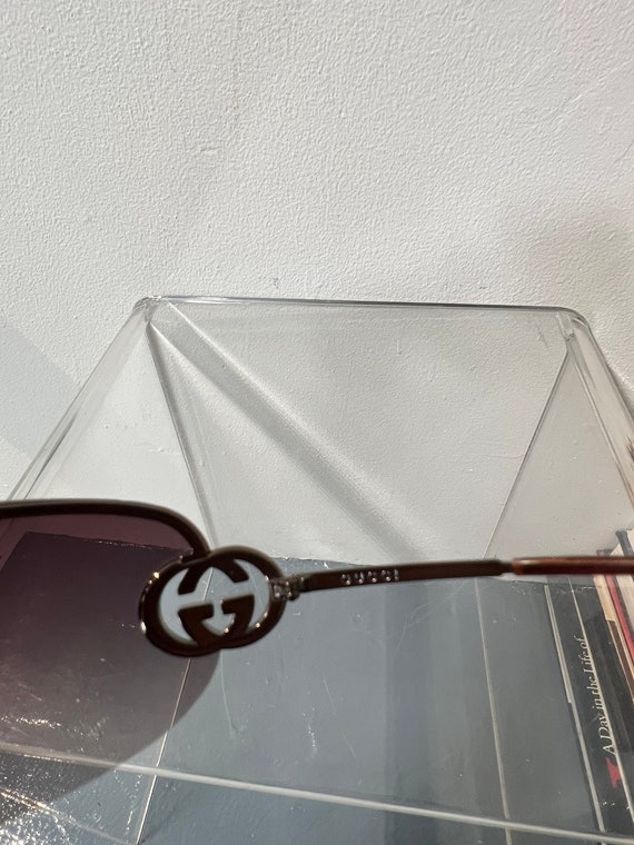 Y2K Gucci Shield Sunglasses Bronze - image 2