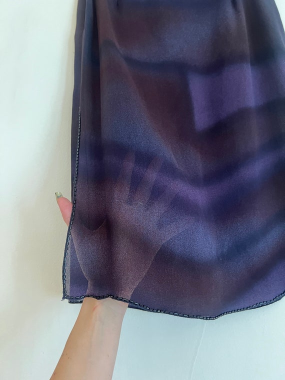 M - 90's Prada Sheer Swirl Purple Dye Print Skirt - image 6