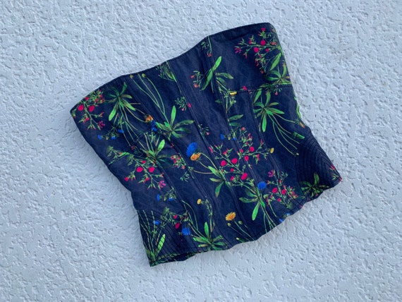 S - Floral CORSET Zip-Up Tube Top