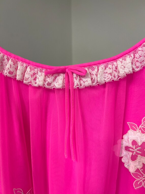 S/M - 60's Neon Pink Negligee Slip - image 2