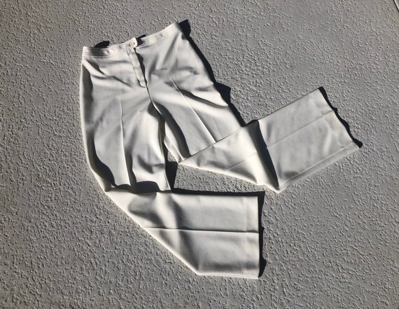70's White High-Waisted Knit Pants