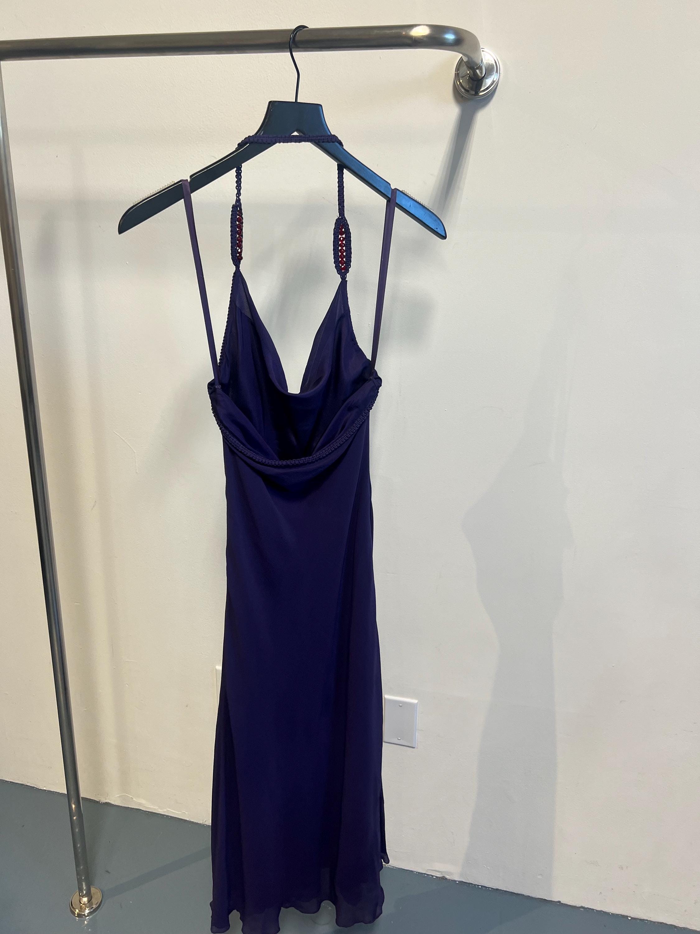 S - 90's Vivienne Tam Silk Beaded Purple Dress - Etsy