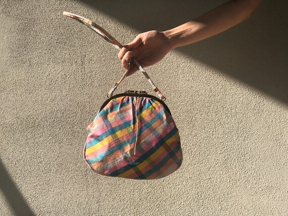 60's Pastel Plaid Handbag Shoulder Purse