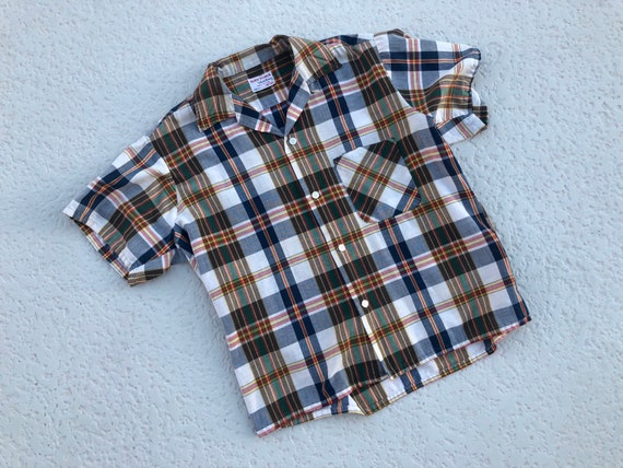 1950's Plaid Rockabilly Button-Up Cotton Shirt