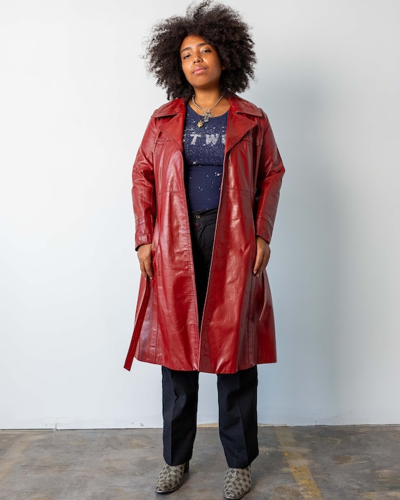 M - 1970's Red Leather Jacket