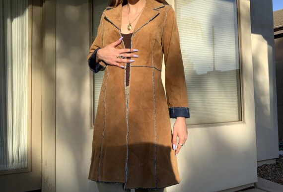 M - Y2K SCULLY Suede Jacket with Denim Lining