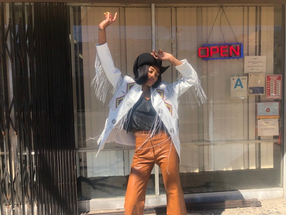 Leather Beaded FRINGE Jacket