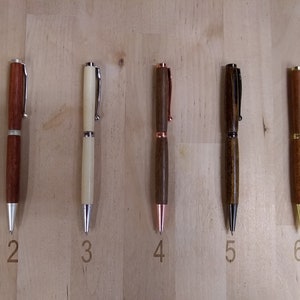 Sleek Handmade wood pen with engraving, Slimline Pen, Sleek Pen, Twist Pen, Fun Wood Pen image 1