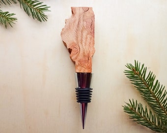 Illinois Wine Bottle Stopper Wooden Gift