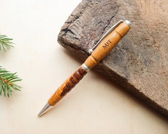 Hand Turned Marblewood Pen with Engraving