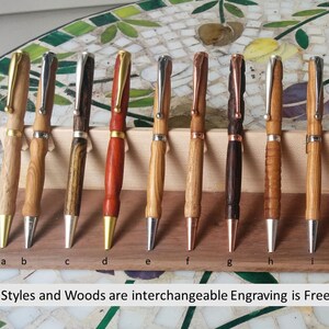 Free Personalization on Pen PERSONALIZED Exotic NATURAL Wood Pen Engraved Wooden Pens Rosewood Pens Silver Gift Exotic Wood Gift image 1