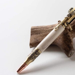 Gold Embossed Deer Antler Pen Set With Tactical Rifle Case-Rifle Case Pen Set-Deer Antler Custom Pen-Deer Antler-Custom Pen-Hunter Gift image 4