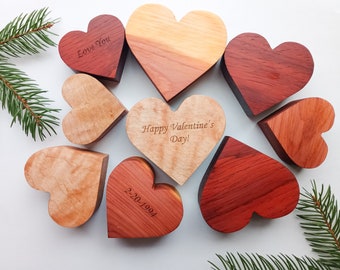 Wooden Personalized Valentine's Day Hearts | Hand Crafted from High Quality Wood | Set of 3