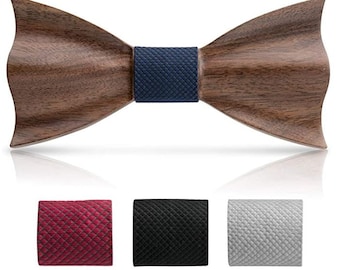 Wood Bow Ties for Men, Wooden Bow Ties, Tux Neck Bowtie, 4 Colors Replaceable and Adjustable Ties with Elegant Box for Weddings Parties