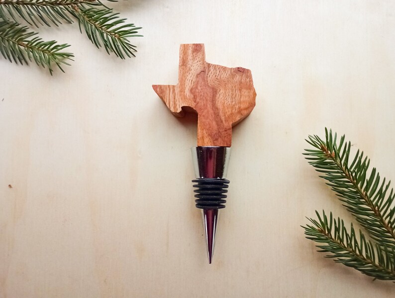 Texas Wine Bottle Stopper Wooden Gift image 1