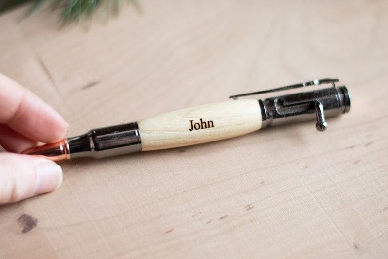 Hunting Gift Groom, Bolt Action Pen, Exotic Wood Pen, Rare Wood Pen, Deer Hunter Wood Pen, Hunting Gift for Dad image 3