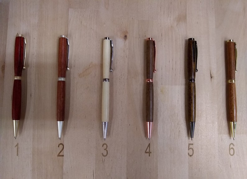 Sleek Handmade wood pen with engraving, Slimline Pen, Sleek Pen, Twist Pen, Fun Wood Pen image 1