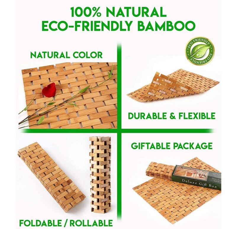 Natural Bamboo Wood Bath Mat Wooden Door Mat/Kitchen Floor Rug Etsy