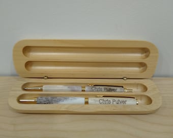 Deer Antler Personalized Pen and Pencil Set with Presentation Box-Deer Antler-Pen Sets-Personalized Gifts-Pens-Wood Pens-Deer antler Pens