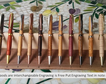 PERSONALIZED Exotic NATURAL Wood Pen, Engraved Wooden Pens, Rosewood Pens, Multi Color Pens, Laser Engraving Beautiful NEVER get Erased