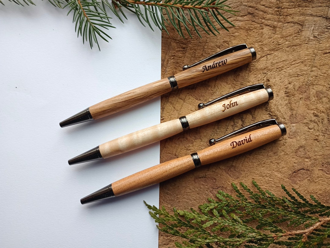 Hand Turned Wood Pen Engraved Wooden Pen Personalized Pen Etsy
