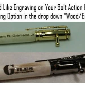 Engraved Wood Pen-Engraved Bullet Pen-bolt action pen-wood pen-stocking stuffer-hunting gift-gift for hunter-christmas gift for him-bullet image 4