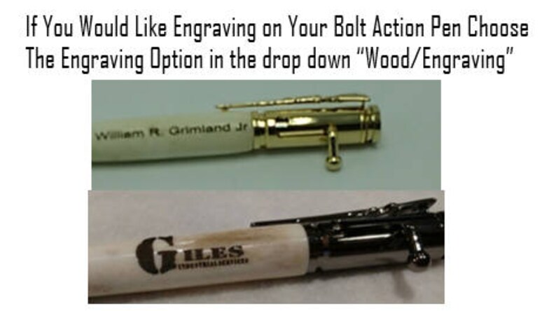 Engraved Wood Pen-Engraved Bullet Pen-bolt action pen-wood pen-stocking stuffer-hunting gift-gift for hunter-christmas gift for him-bullet image 4