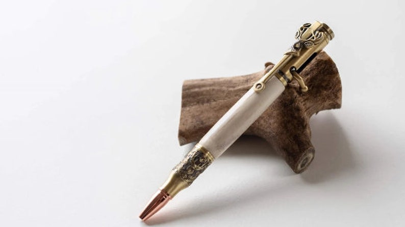 Hunting Gift Groom, Bolt Action Pen, Exotic Wood Pen, Rare Wood Pen, Deer Hunter Wood Pen, Hunting Gift for Dad image 4