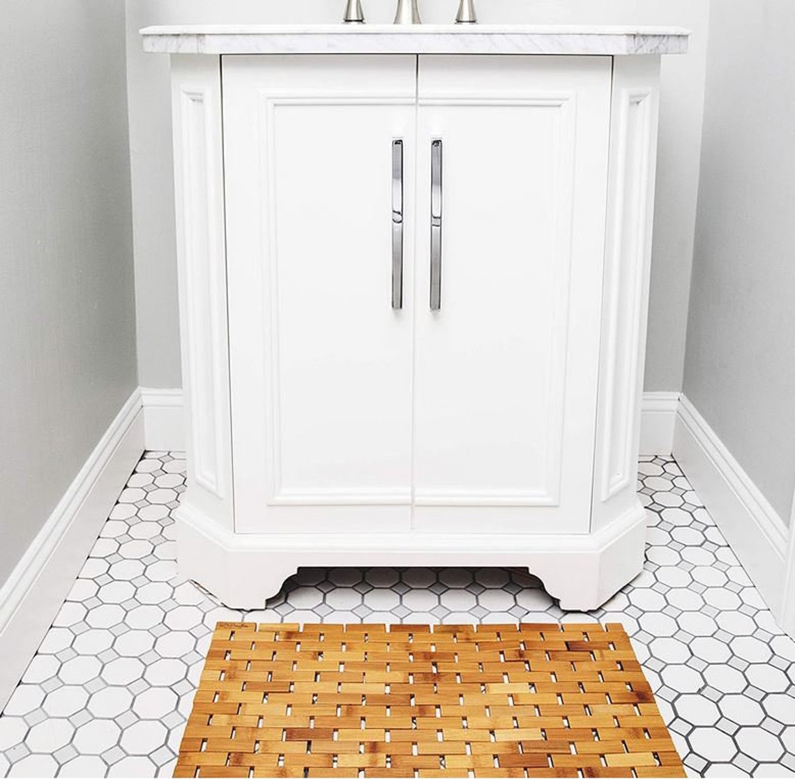 Natural Bamboo Wood Bath Mat Wooden Door Mat/Kitchen Floor Rug Etsy