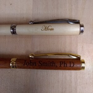 Sleek Handmade wood pen with engraving, Slimline Pen, Sleek Pen, Twist Pen, Fun Wood Pen image 2
