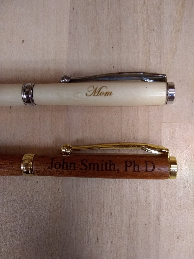 Sleek Handmade wood pen with engraving, Slimline Pen, Sleek Pen, Twist Pen, Fun Wood Pen image 2